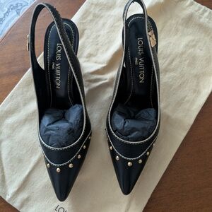 Louis Vuitton Black Slingback Heels SZ 37.